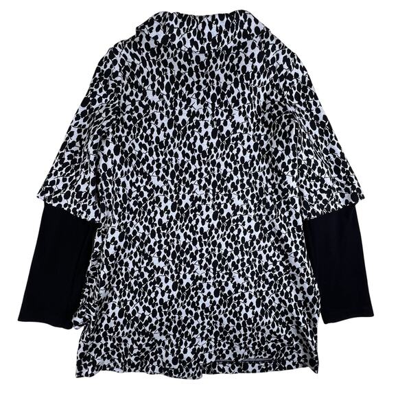 Joseph Ribkoff Vintage Jacket 10 Black White Convertible Sleeve Mod Floral Retro - Picture 6 of 16